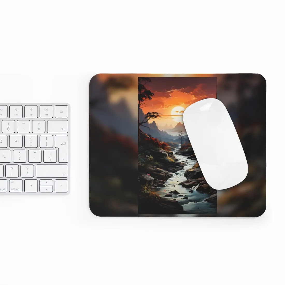 Breathtaking Waterfall: Vibrant Oil Painting Art - Mouse Pad