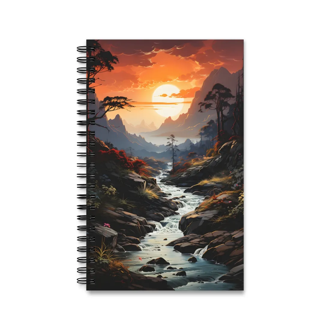 Breathtaking Waterfall: Vibrant Oil Painting Art - Spiral Notebook