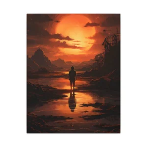 Lone Figure at Sunset Canvas Print