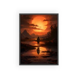 Lone Figure at Sunset Framed Poster