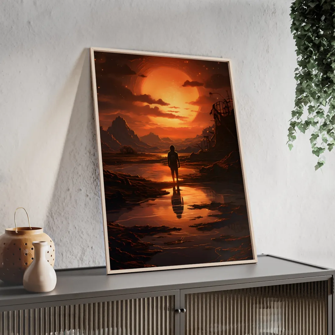Bright Indoor Light: Paper-Like Artwork in Focus - Framed Poster