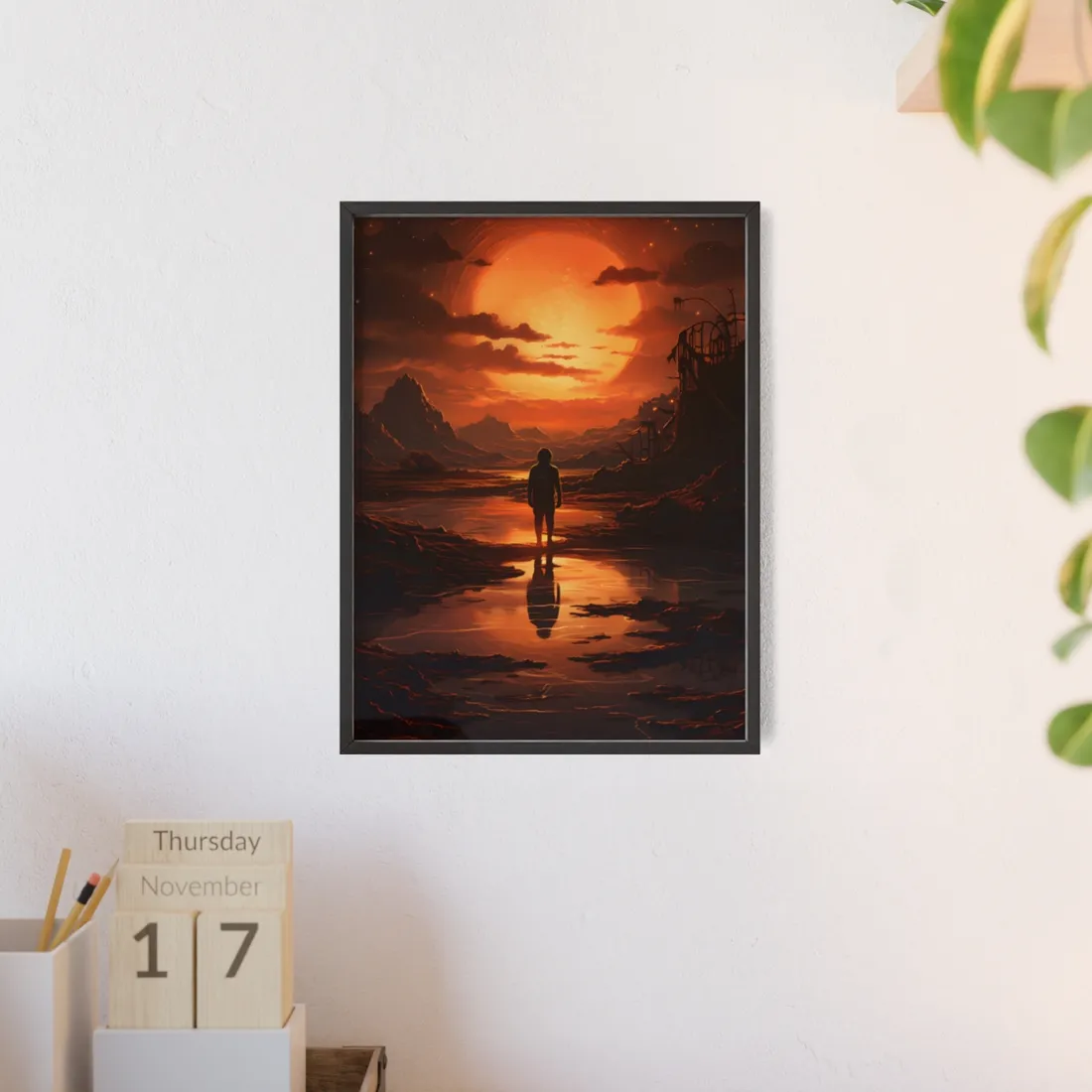 Bright Indoor Light: Paper-Like Artwork in Focus - Framed Poster