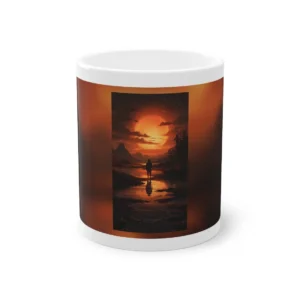 Lone Figure at Sunset Mug