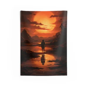 Lone Figure at Sunset Wall Tapestry