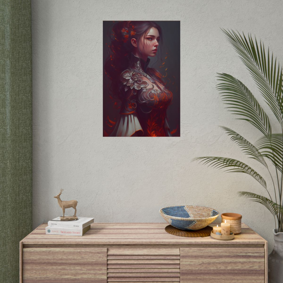 Brown Hair Beauty: Neutral Female Portrait Artwork - Poster