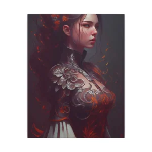 Woman in Ornate Red Armor Canvas Print