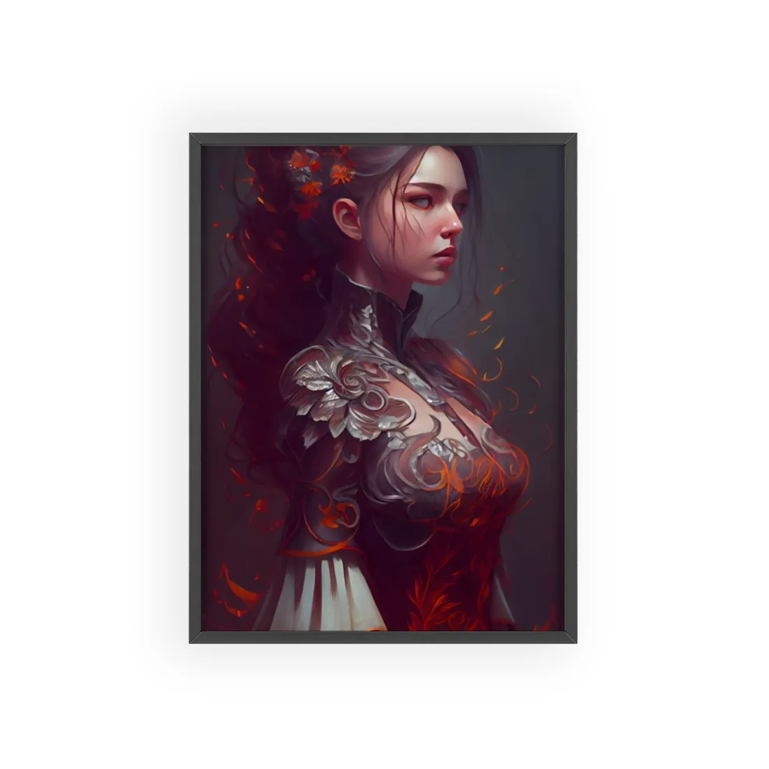 Brown Hair Beauty: Neutral Female Portrait - Framed Poster