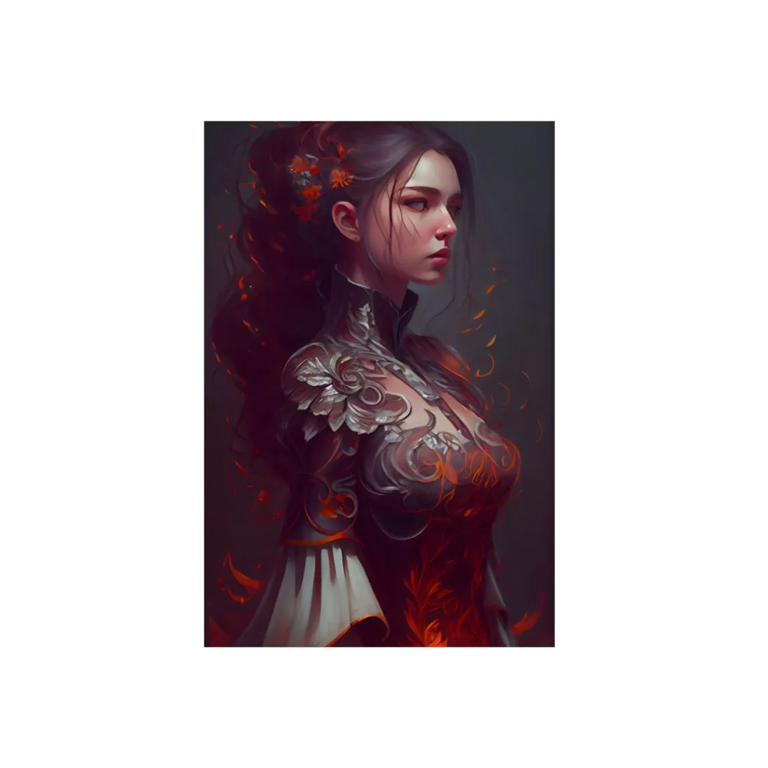 Brown Hair Beauty: Neutral Female Portrait - Metal Poster