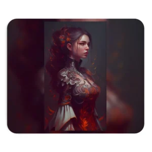 Woman in Ornate Red Armor Mouse Pad