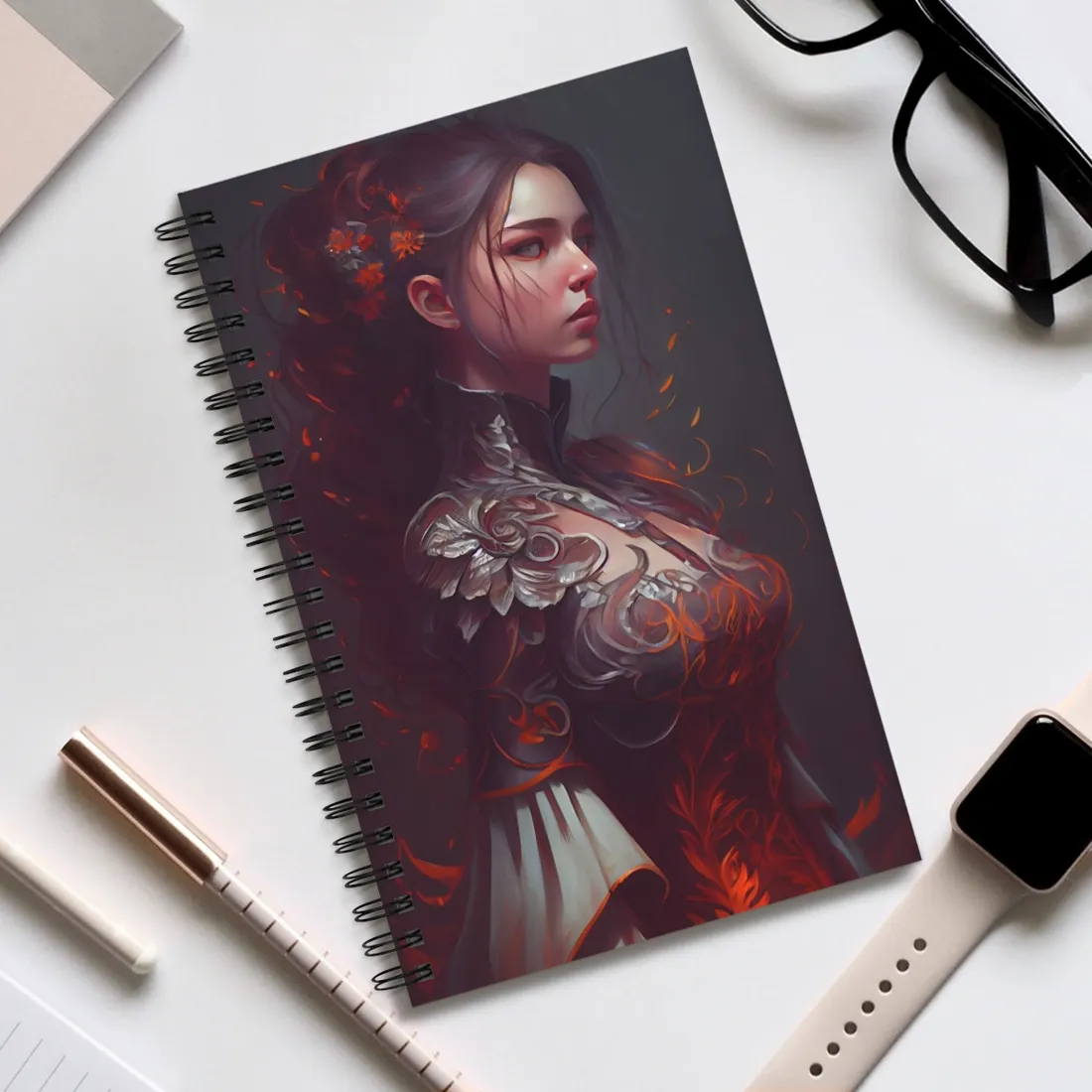 Brown Hair Beauty: Neutral Female Portrait - Spiral Notebook