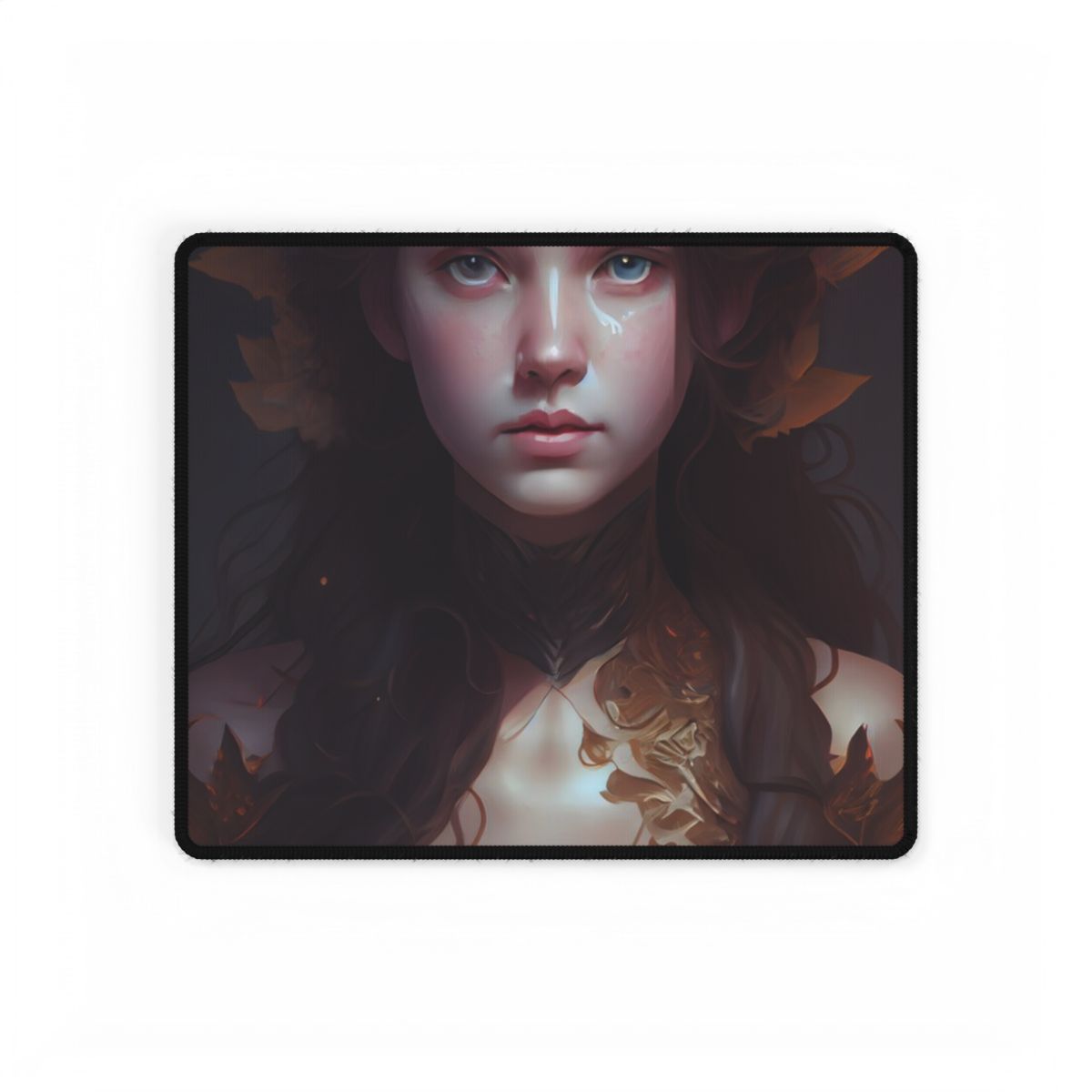 Brown Hair Female Portrait: Artistic Style Digital Art - Desk Mat
