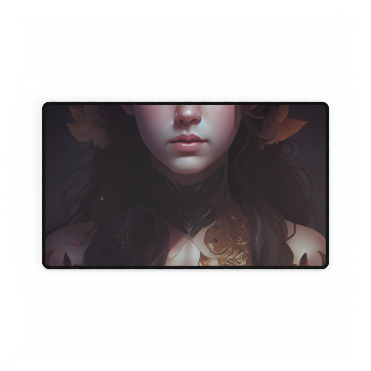 Brown Hair Female Portrait: Artistic Style Digital Art - Desk Mat