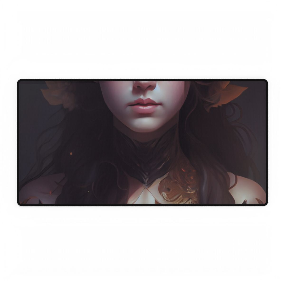 Brown Hair Female Portrait: Artistic Style Digital Art - Desk Mat