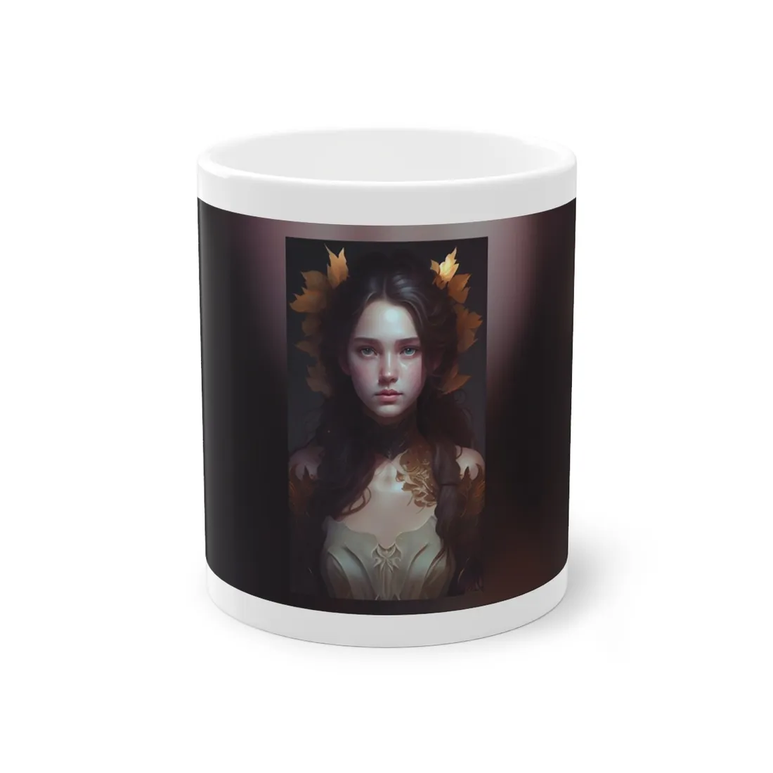 Brown Hair Female Portrait: Artistic Style Digital Art - Mug