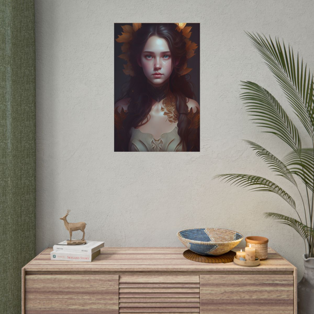 Brown Hair Female Portrait: Artistic Style Digital Art - Poster