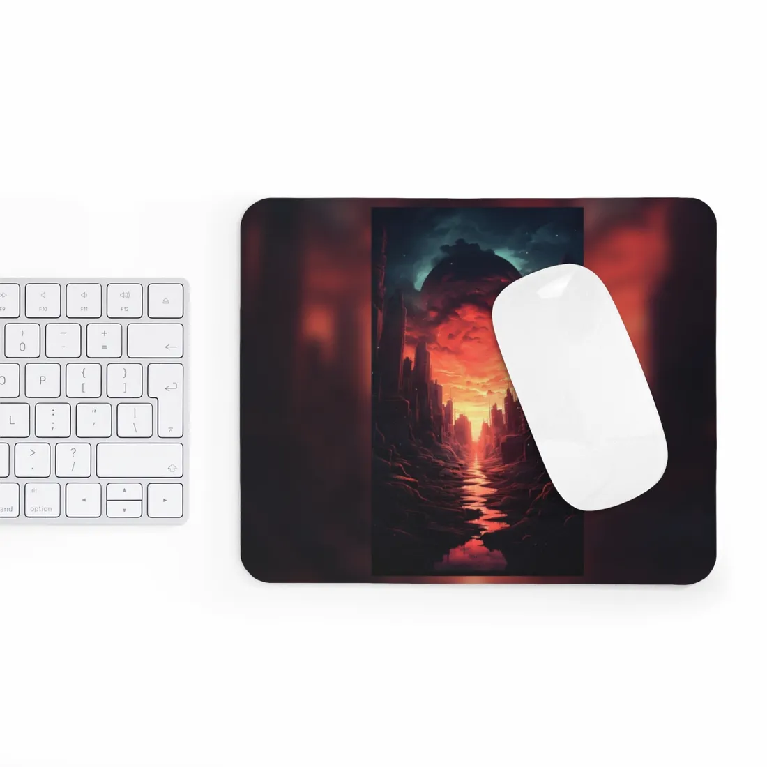 Burning Cityscape: A Night of Endless Embers - Mouse Pad