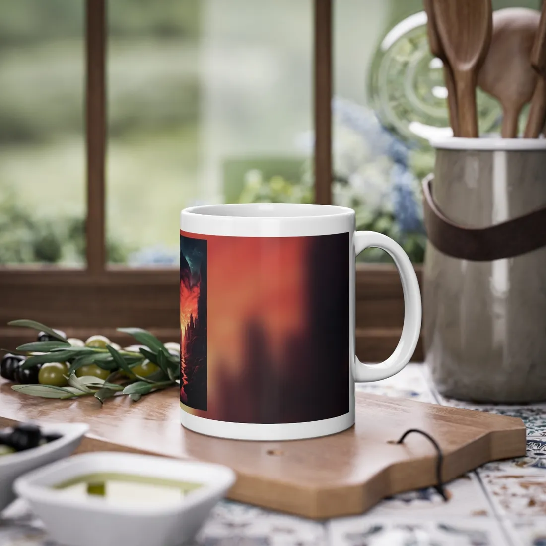 Burning Cityscape: A Night of Endless Embers - Mug
