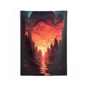 Futuristic City at Dusk Wall Tapestry