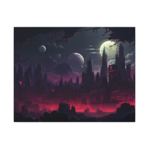 Dark City Skyline at Night Canvas Print