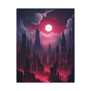 Full Moon over Dark City Canvas Print