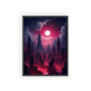 Full Moon over Dark City Framed Poster