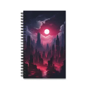 Full Moon over Dark City Spiral Notebook
