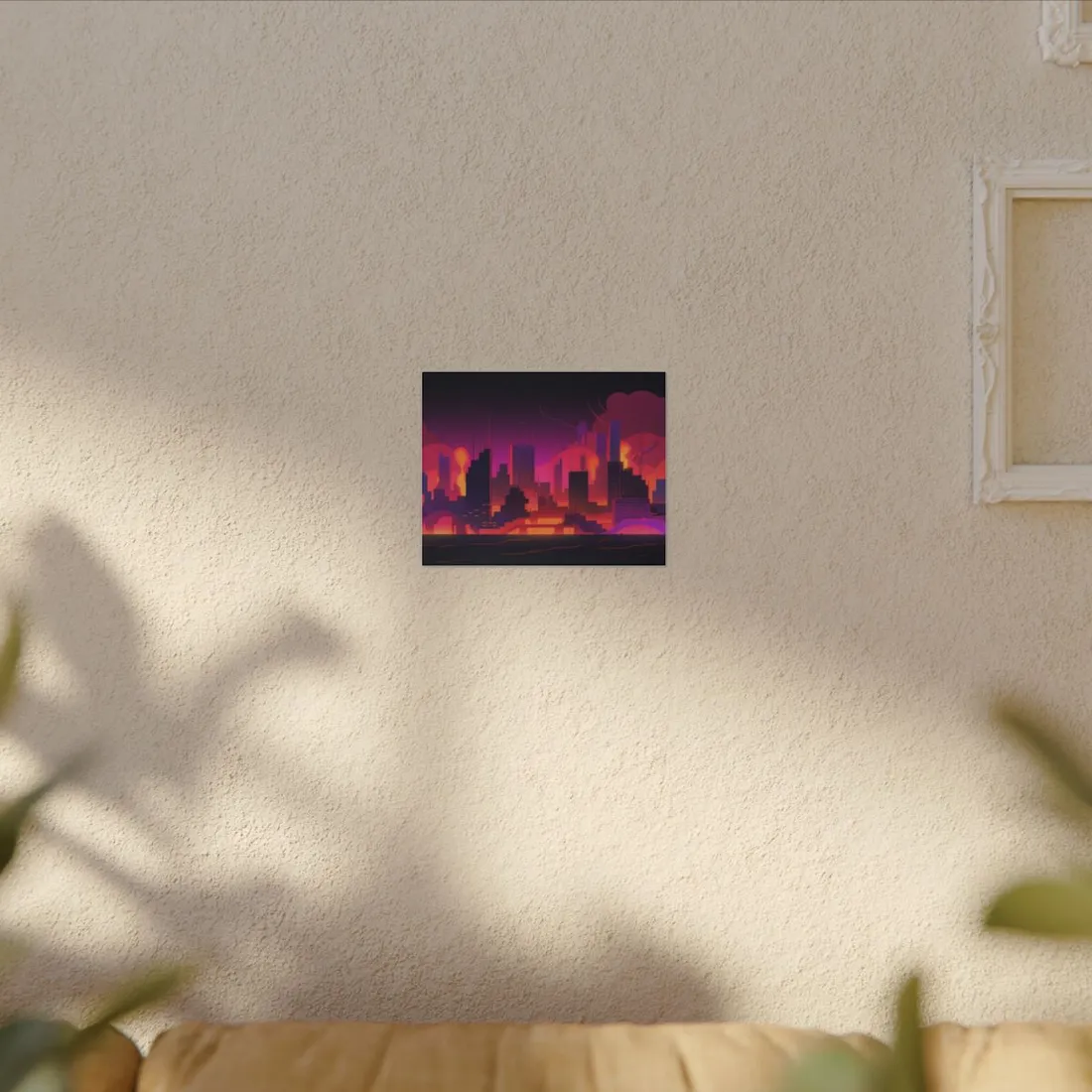 Burning Cyberpunk Cityscape: Nighttime - Canvas