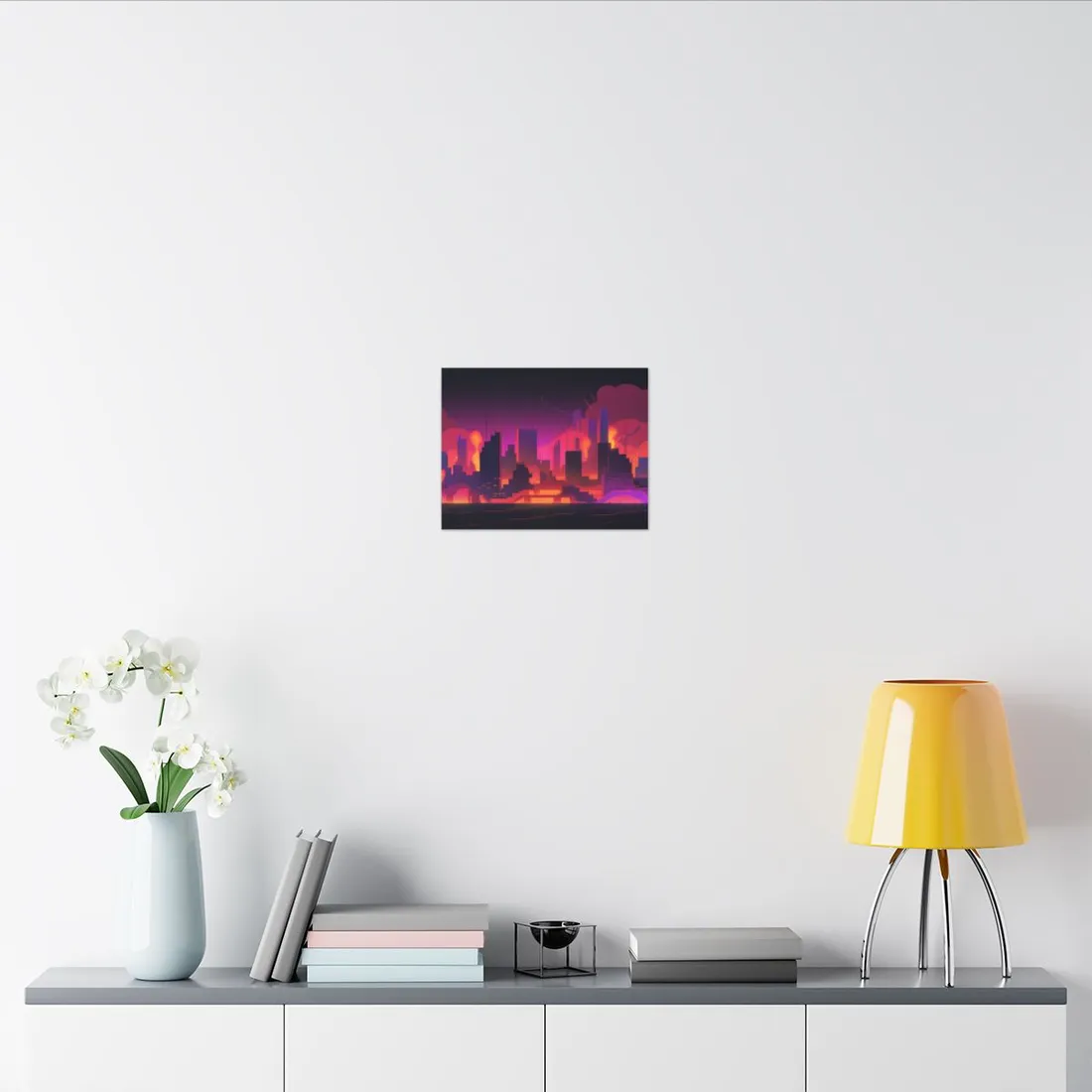Burning Cyberpunk Cityscape: Nighttime - Canvas