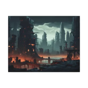 Ruined Futuristic City at Dusk Canvas Print