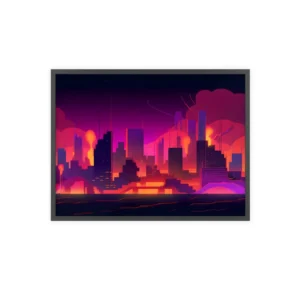 Neon Dusk Skyline Framed Poster