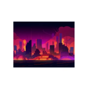 Neon Dusk Skyline Metal Poster