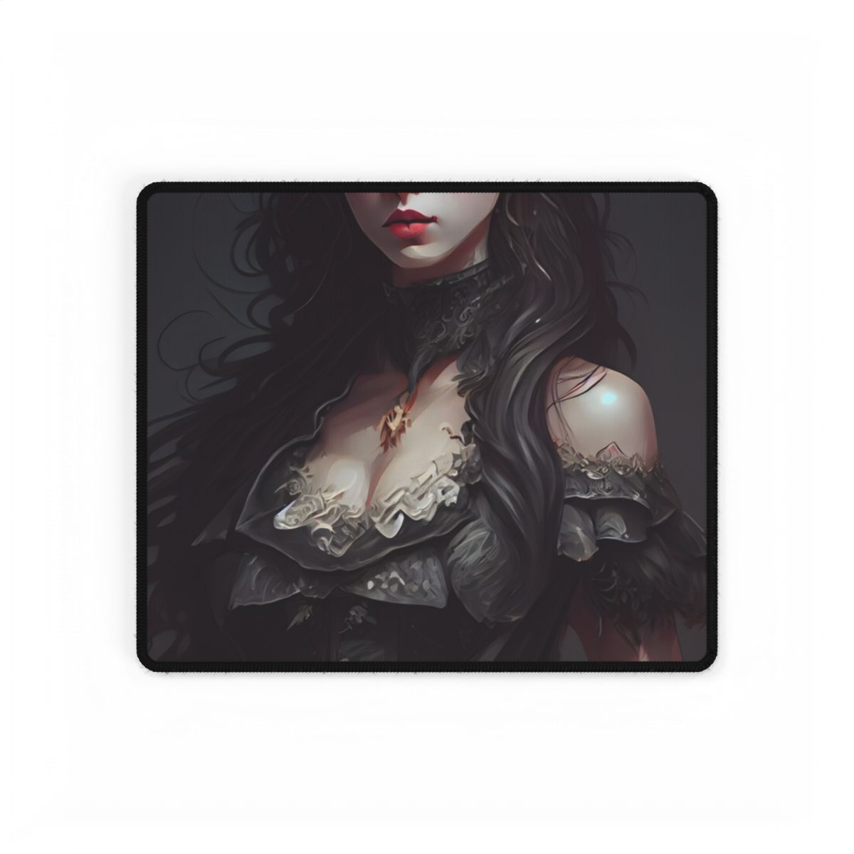 Calm Confidence: Striking Female Portrait with Black Hair - Desk Mat