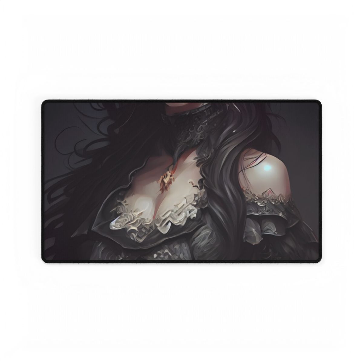 Calm Confidence: Striking Female Portrait with Black Hair - Desk Mat