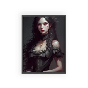 Woman in Black Lace Dress Framed Poster