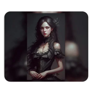 Woman in Black Lace Dress Mouse Pad
