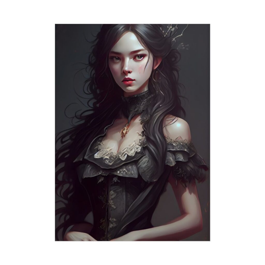 Calm Confidence: Striking Female Portrait with Black Hair - Poster