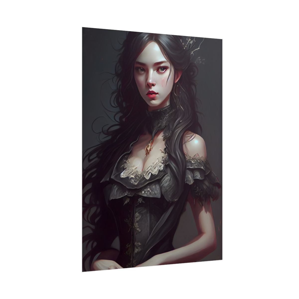 Calm Confidence: Striking Female Portrait with Black Hair - Poster