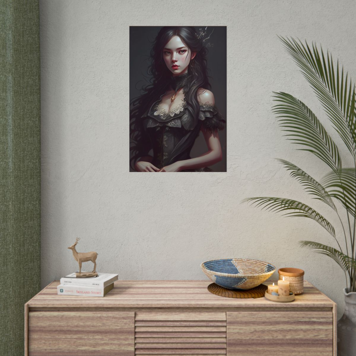 Calm Confidence: Striking Female Portrait with Black Hair - Poster