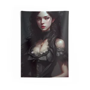Woman in Black Lace Dress Wall Tapestry