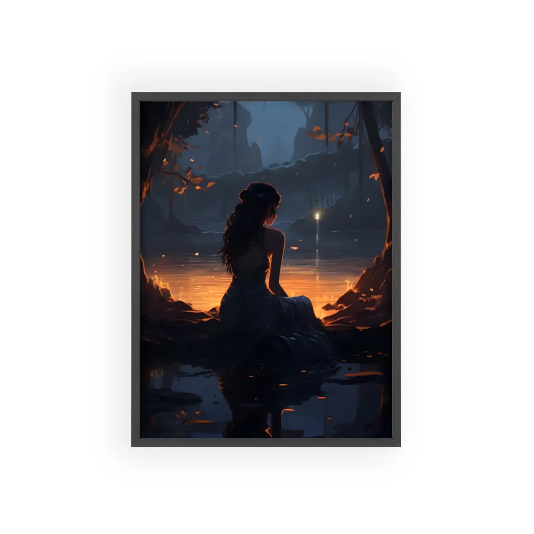 Calm Ocean Beach Scene: Late Afternoon Peace - Framed Poster