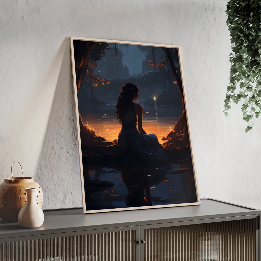 Calm Ocean Beach Scene: Late Afternoon Peace - Framed Poster