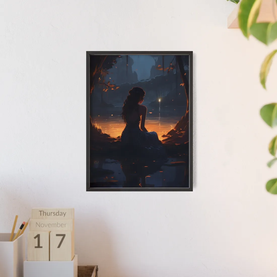 Calm Ocean Beach Scene: Late Afternoon Peace - Framed Poster