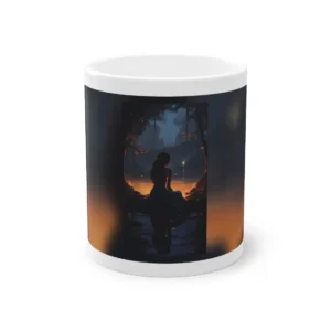 Woman by Lake at Dusk Mug