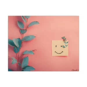 Smiley Sticky Note with Eucalyptus Canvas Print