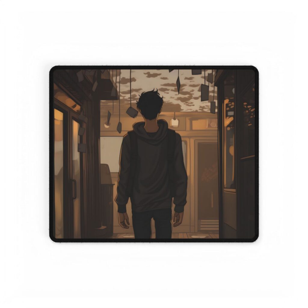 Candid Moment: A Person's Story in an Indoor Setting - Desk Mat