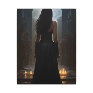 Dark Haired Woman in Gown Canvas Print