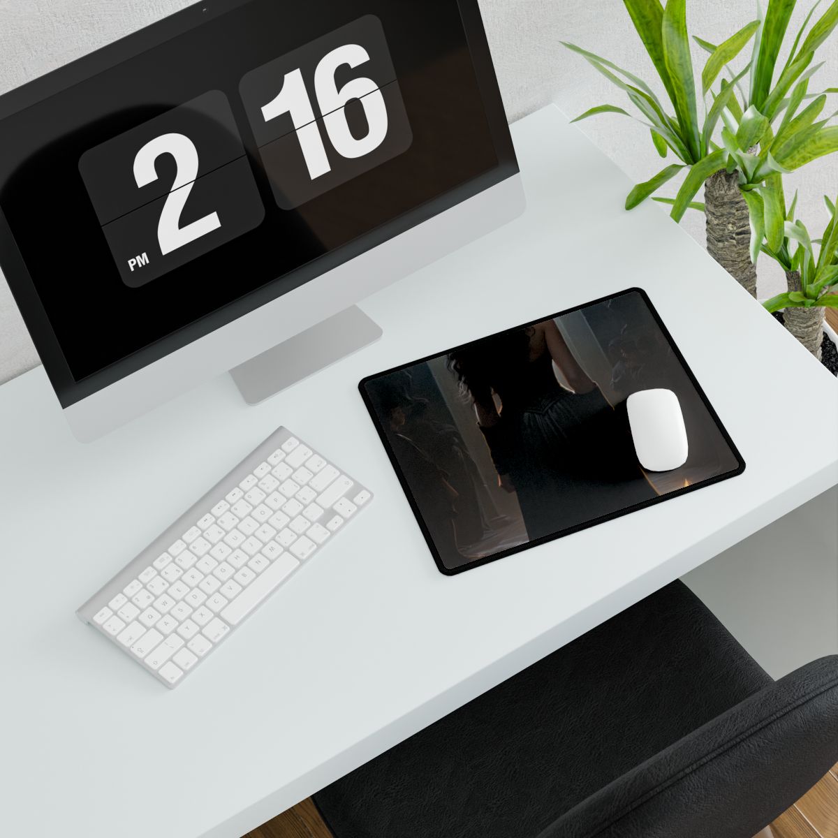 Candid Moment: Geometric Pattern and Sunglasses Art - Desk Mat