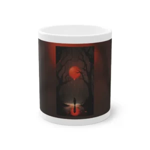 Lone Figure Under Red Moon Mug