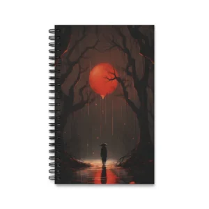 Lone Figure Under Red Moon Spiral Notebook