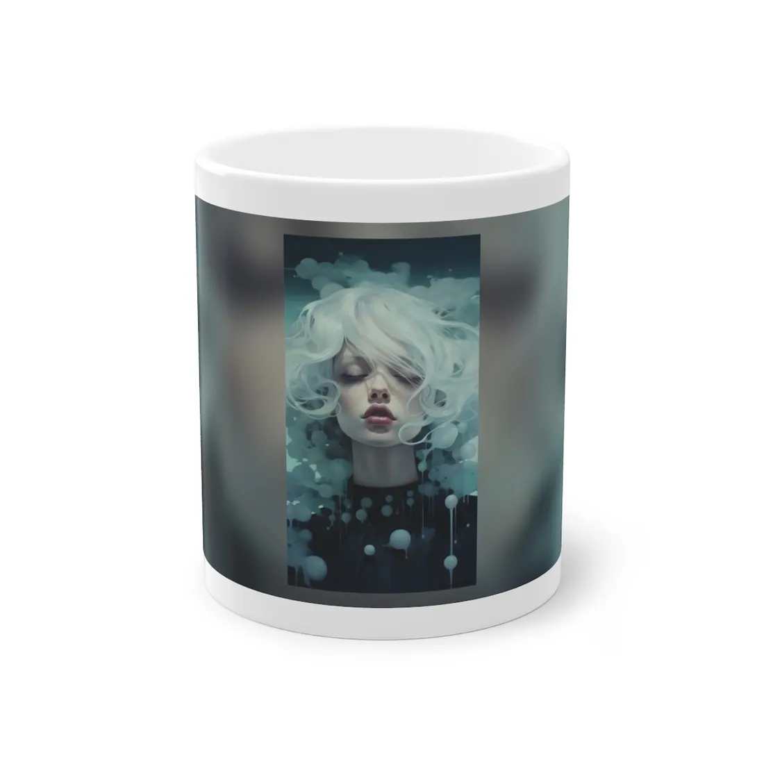 Candid Moment: Person in Reflection - Black and White Photography - Mug
